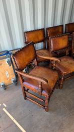 8 antieke Engels lederen stoelen, Ophalen