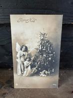 Oude kaart, kerst kindjes engeltjes, 1911, Ophalen of Verzenden, Voor 1920, Feest(dag)