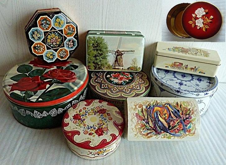 9 verschillende blikken trommeltjes, Verzamelen, Blikken, Gebruikt, Overige, Ophalen of Verzenden