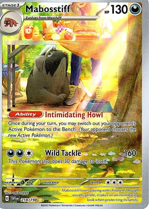 Pokémon Card Mabosstiff (SVI 218), Hobby en Vrije tijd, Verzamelkaartspellen | Pokémon, Nieuw, Losse kaart, Foil, Ophalen of Verzenden