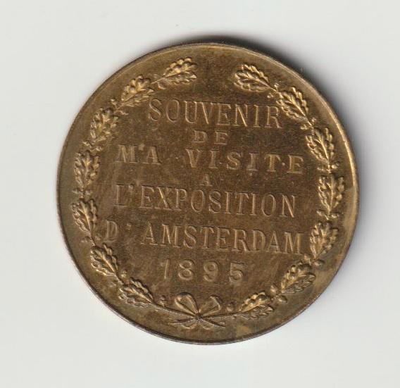 Token Wereldtentoonstelling Amsterdam 1895, Postzegels en Munten, Penningen en Medailles, Brons, Nederland, Ophalen of Verzenden