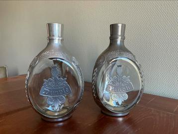 TINNEN WHISKEY KARAFFEN: DIMPLE, PINCH, HAIG, VADERDAG  beschikbaar voor biedingen
