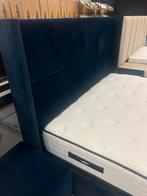 Complete boxspring 160x200 met opbergruimte, Ophalen, Blauw, Tweepersoons, Zo goed als nieuw