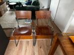 2 mooie bistro/ cafe/ stalen en houten stoelen, Ophalen, Twee, Bruin, Zo goed als nieuw