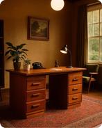 Vintage Notaris Bureau Jaren 50, demontabel bureau, desk, Ophalen, Gebruikt, Vintage, Bureau