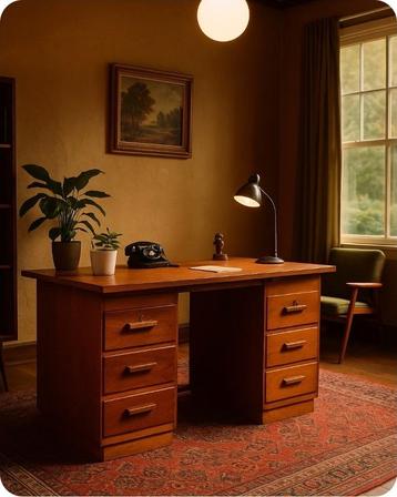 Vintage Notaris Bureau Jaren 50, demontabel bureau, desk beschikbaar voor biedingen