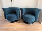 2 blauwe confortabele draaifauteuils, Huis en Inrichting, Fauteuils, Ophalen, Minder dan 75 cm, Zo goed als nieuw, 50 tot 75 cm
