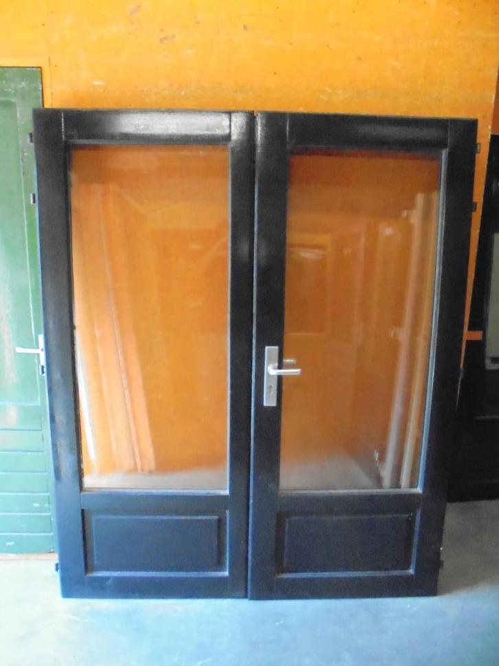 Openslaande tuindeuren dubbelglas, ca 164 x 199 (nr. BL150A), Doe-het-zelf en Verbouw, Deuren en Horren, Zo goed als nieuw, Buitendeur
