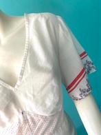 Vintage katoenen lang nachthemd wit maat 44, Kleding | Dames, Pyjama's, Vintage, Verzenden, Gedragen, Maat 42/44 (L)