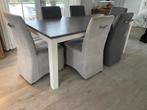 Eettafel met 6 stoelen, Huis en Inrichting, Tafels | Eettafels, Ophalen, Overige materialen, Gebruikt, 200 cm of meer