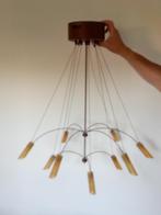 Roestkleurige hanglamp met gele kapjes, Ophalen of Verzenden, Gebruikt, Minder dan 50 cm