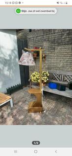 Vintage houten staande schemerlamp met tafeltje izgs, Ophalen