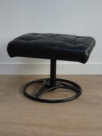 Vintage zwart leren hocker / ottoman Ikea Malung jaren 90, Minder dan 50 cm, Gebruikt, 50 tot 75 cm, Ophalen of Verzenden