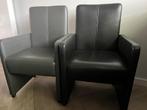 6 Lederen eetkamerstoelen - goede staat, Huis en Inrichting, Stoelen, Ophalen, Gebruikt, Leer, Grijs