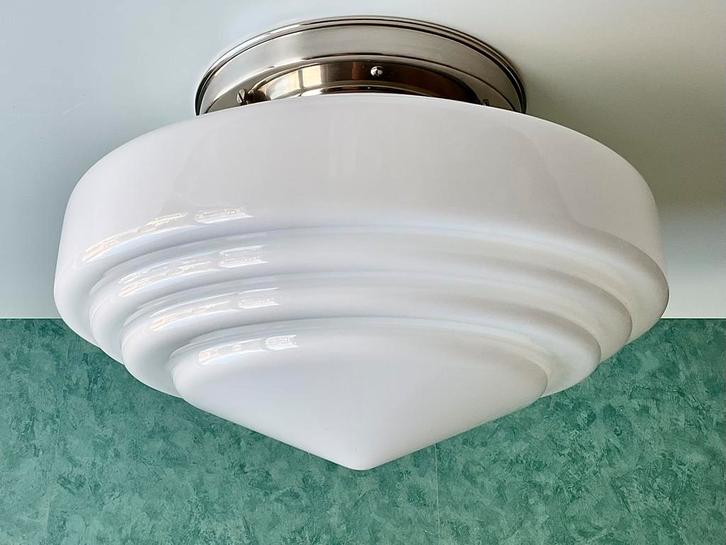 Art Deco Gispen Plafonnière model Deco Punt., Huis en Inrichting, Lampen | Plafondlampen, Zo goed als nieuw, Glas, Metaal, Ophalen of Verzenden