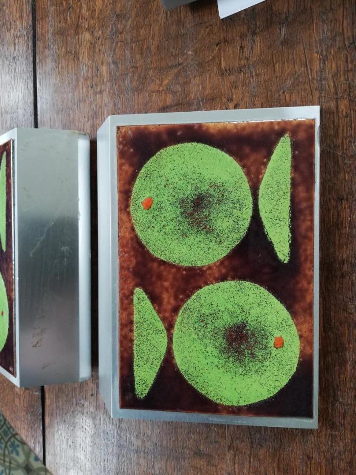 2x Vintage/retro deurgreep voordeur handvat 2 groene vissen, Antiek en Kunst, Curiosa en Brocante, Ophalen of Verzenden