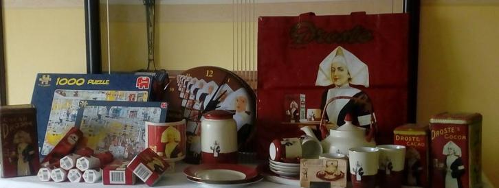 Oude Droste verzameling ketel kopjes bordjes pot lamp tas, Verzamelen, Merken en Reclamevoorwerpen, Ophalen
