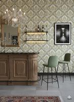 14302 klassiek barok behang olijfgroen goudaccent swiet, Ophalen of Verzenden, 50 tot 75 m²