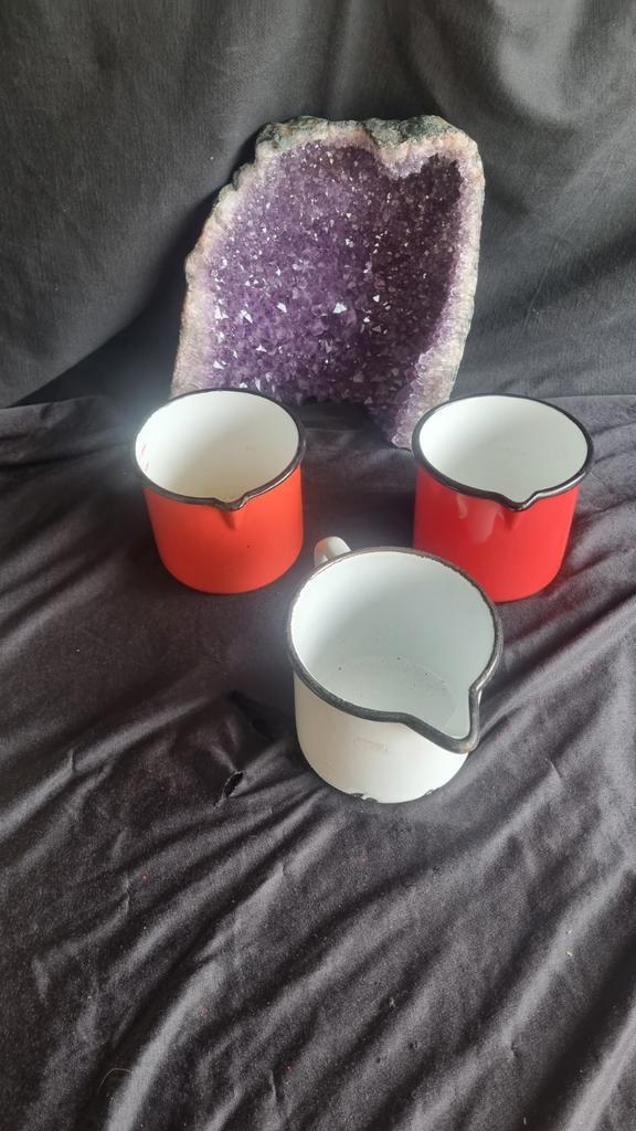 Emaille Maatbekers - Vintage Keukenaccessoires, Antiek en Kunst, Antiek | Emaille, Ophalen of Verzenden