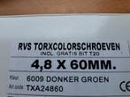 Rvs torxcolorschroeven ral 6009, Doe-het-zelf en Verbouw, Nieuw, 50 tot 100 mm, Rvs, Ophalen of Verzenden