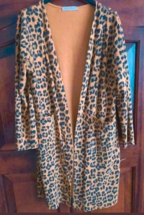 Nieuw katoen tricot luipaardprint vest Made in Italy L, Kleding | Dames, Truien en Vesten, Nieuw, Maat 42/44 (L), Geel, Verzenden