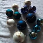 kerstballen van glas blauw/goud/rood/goud/wit en bewerkt, Ophalen, Gebruikt