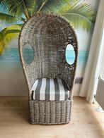 Superleuke rotan strandstoel stoel fauteuil + kussen, Ophalen, Beach, Riet of Rotan, Zo goed als nieuw