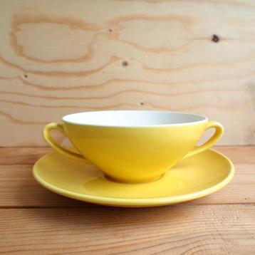 Villeroy & Boch pastel gele soepkom met schotel beschikbaar voor biedingen