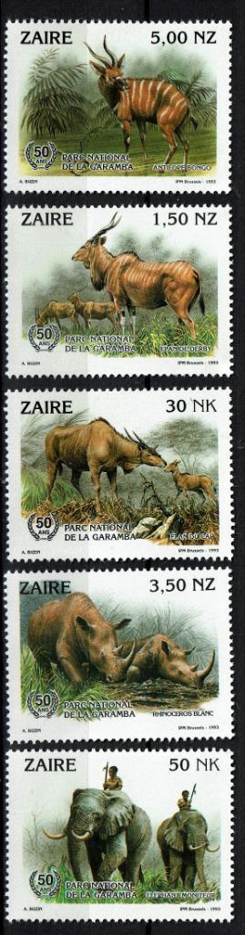 zaire 1983 pf serie wildlife zoogdieren olifant antilope beschikbaar voor biedingen