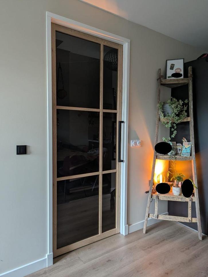 Luxe Svedex binnendeur met bronsglas en eikenhouten frame, Doe-het-zelf en Verbouw, Deuren en Horren, Zo goed als nieuw, Binnendeur