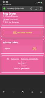 Roxy Dekker tickets te koop!!!, Tickets en Kaartjes, Overige Tickets en Kaartjes, Twee personen