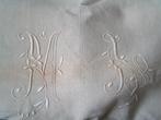 antiek laken handgeweven linnen monogram nr LL 625 ger ragle, Antiek en Kunst, Verzenden