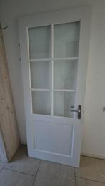Witte binnendeur opdek met glas linksdraaiend, Ophalen, 215 cm of meer, Binnendeur, Zo goed als nieuw