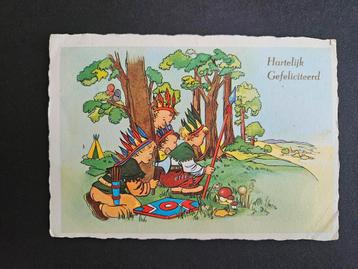 Oude prentkaart - Hartelijk Gefeliciteerd beschikbaar voor biedingen