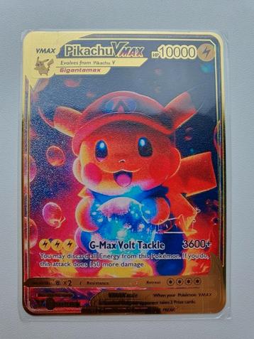 Mario Pikachu with blue Ball Pokemon metalen kaart goud beschikbaar voor biedingen