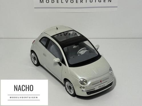 Fiat 500 Lounge Parelmoer Wit (2007) | Norev | schaal 1:18, Hobby en Vrije tijd, Modelauto's | 1:18, Zo goed als nieuw, Auto, Norev