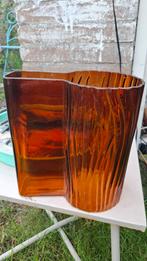 Vintage Amber Glazen Bloempot / Vaas, Antiek en Kunst, Ophalen