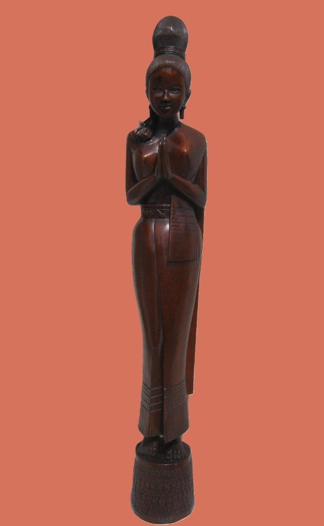 Prachtig en groot Indonesisch rozehouten beeld, Antiek en Kunst, Kunst | Beelden en Houtsnijwerken, Ophalen