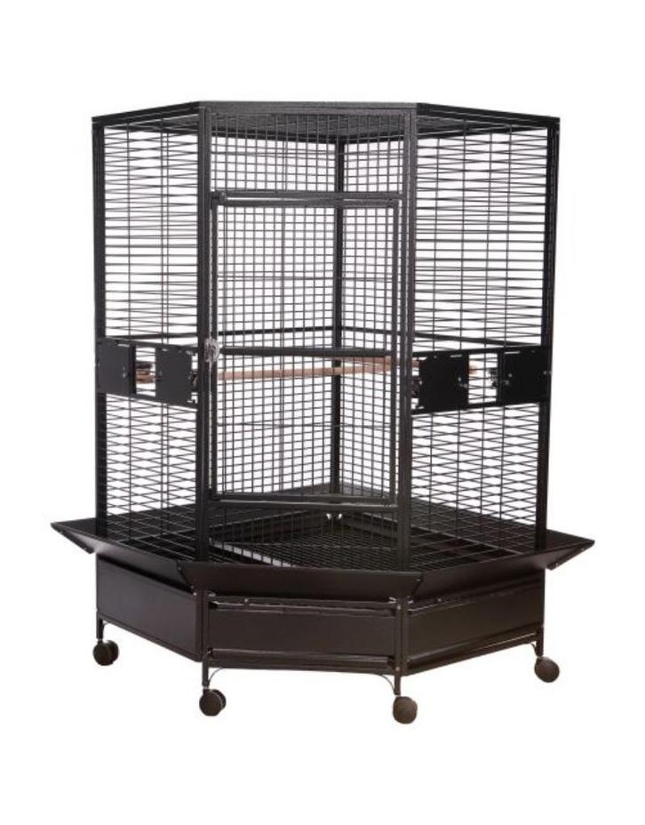 grote hoekkooi voor papegaai, Dieren en Toebehoren, Vogels | Hokken en Kooien, Zo goed als nieuw, Vogelkooi, Metaal, Ophalen