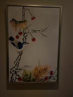 Schilderij met vogel in baklijst, Ophalen of Verzenden