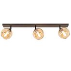 Verstelbare 3-lichts plafondlamp amber glas, Huis en Inrichting, Lampen | Plafondlampen, Ophalen, Nieuw, Glas, Klassiek, Retro