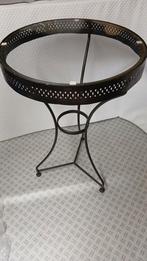 Stoer Loods5 tafeltje - ijzer & glas, Ophalen, Minder dan 55 cm, Gebruikt, Rond