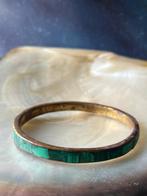 Vintage bangle armband met malachiet, Sieraden, Tassen en Uiterlijk, Antieke sieraden, Ophalen of Verzenden, Overige materialen