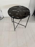 Zwarte Marmeren Bijzettafel met marmerlook blad, Ophalen, Minder dan 45 cm, Minder dan 55 cm, Metaal of Aluminium