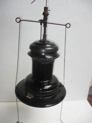 antieke Gas lamp Straat gaslamp 1890-1930 emaille en ketting beschikbaar voor biedingen