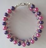 Handgemaakte armband met glaskralen (197), Overige materialen, Nieuw, Ophalen of Verzenden, Roze