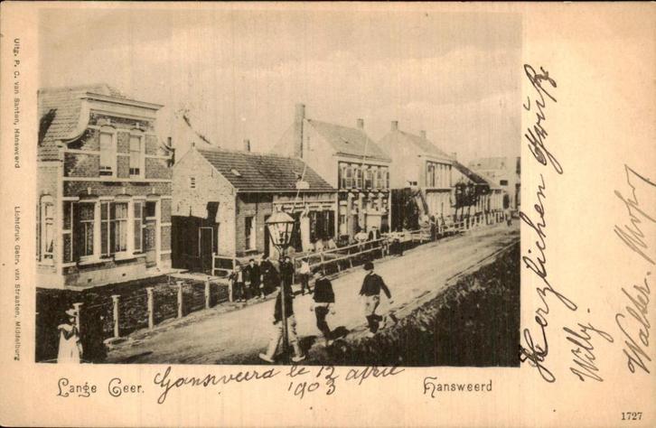 Lange geer, Verzamelen, Ansichtkaarten | Nederland, Gelopen, Zeeland, Voor 1920, Ophalen of Verzenden
