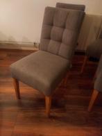 4 Grijze Stoffen Stoel met Houten Poten, Huis en Inrichting, Stoelen, Ophalen, Hout, Zo goed als nieuw, Eén