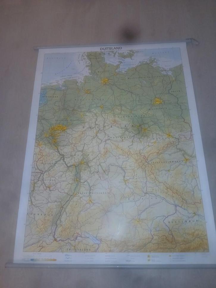 Schoolplaat Duitsland - Wandkaart, Antiek en Kunst, Antiek | Schoolplaten, Aardrijkskunde, Ophalen of Verzenden