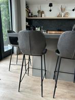 Set van 3 antraciet barkrukken met kunstleder, Huis en Inrichting, Barkrukken, Ophalen, Gebruikt, Met voetsteun, 90 cm of meer